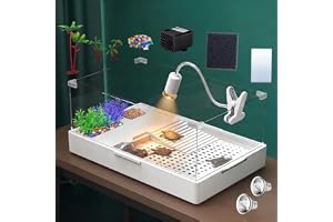 Geegoods Turtle Tank Kit, Large Turtle Starter Kit, Reptile Tank with Water Pump and Light Aquarium Tank for Turtles, Hermit Crabs, Terrapin and Small Reptiles(23.6"×14.2"×10.4")