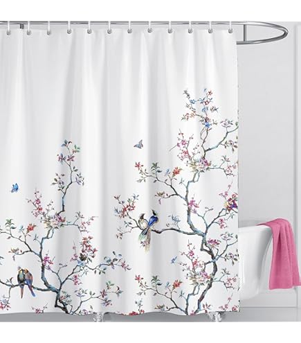 Vllcsla Cortina De Ducha Antimoho Impermeable Flores, 260x200cm