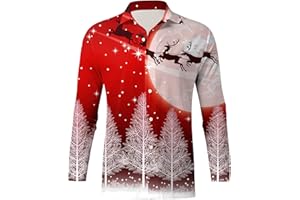 C'EST TT Herren Hemd, Herren Weihnachts Freizeithemd 3D Druck Hemd Weihnachten Freizeithemd Weihnachten Funky Hemd Christmas Shirt Slim Fit Weihnachts Shirt für Herren Langarmhemd