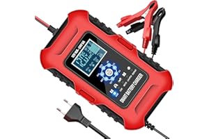 YDBAO Ładowarka do akumulatora samochodowego 10 A, 12 V, 24 V, inteligentna ładowarka do akumulatora samochodowego LiFePO4, wyświetlacz LCD i kompensacja temperatury, ładowarka do akumulatora