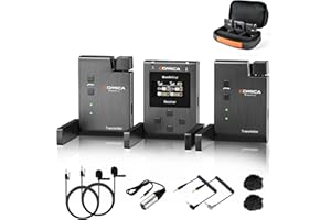 comica BoomX-U2 UHF Kabelloses Lavalier Mikrofon, Kabellos Ansteckmikrofon mit 2 Sendern, Funkmikrofon für DSLR Kameras-IOS-Android Handy für Aufzeichnung von YouTube/Interview/Vlogging/Konferenz