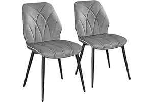 Yaheetech Velvet Dining Chairs Set of 2 Modern Dining Room Chairs with Petal Accented Backrest and Sturdy Metal Legs Padded Kitchen Chair for Dining Room, Kitchen and Bedroom, Light Gray
