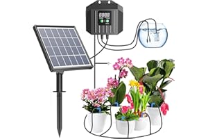 Biling Solar Bewässerungssystem Balkon, 7,5W 15M Automatische Bewässerung für Pflanzen im Urlaub mit Timer, Solar Tropfbewässerung für Garten Gewächshaus Blumen, Eitersparnis und Umweltbonus