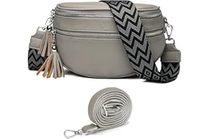 SOGYECS Bauchtasche Damen Grau Umhängetasche Damen Klein Brustbeutel Mit Kreditkartenfach und 2 Schultergurten