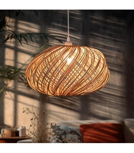 Casa Moro Rotan-lamp ELIA S 40cm druppelvorm van natuurlijk rotan & ijzer handgemaakte hanglamp Boho Chic rotan lamp in naturel beige LP001S