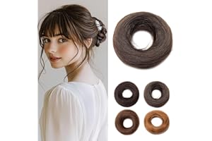 Rich Choices Hair Pieces for Women Messy Bun Real Human Hair Straight Updo Hair Bun Scrunchies Donut Bun Hair Extensions 17g #2 Dark Brown