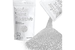 Hemway Silver Glitter Peinture Additif 100 g / 3,5 oz pour latex acrylique Emulsion Peinture - Intérieur et Extérieur Mur, Plafond, bois, vernis, plat mort, mat, brillant, satin,