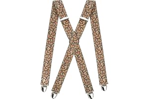 PIERROT Bretelles Homme Larges Made in France - Elastique Vintage Original Ultra Résistant & 4 Clips Extra Fort en X - Taille Unique Ajustable Jusqu’à 130cm - Garantie à Vie - Fabrication Artisanale