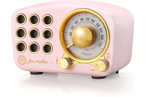 Retro Radio Bluetooth Speaker, Vintage Radio- Greadio FM Radio With Old fashioned Classic Style, Strong Bass Enhancement, Loud Volume, Bluetooth 4.2 Connection, TF Card Slot and MP3 Player (Pink)