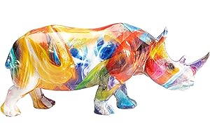 Kare Design Figura Decorativa Rinoceronte de Colores, Multicolor, Rinoceronte, Figura Animal, Objeto Decorativo, Escultura Decorativa para salón, Dormitorio, Pasillo, 17x8x6 cm (h/w/d)