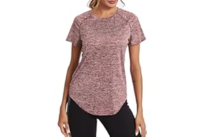 Wayleb Tee Shirt Sport Femme T Shirt à Manches Courtes Infroissable Sèche Vite Tops Hauts