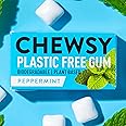 Chewsy Peppermint Plastic Free Gum | Plant Based | Sugar Free | Aspartame-Free | Xylitol | Tooth Friendly | Vegan | Biodegradable | Natural Chewing Gum 12 Packs