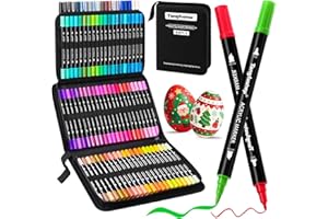 Tongfushop 84 Colores Rotuladores Acrilicos, Marcadores Acrilicos Doble Punta, Rotuladores de Pintura Acrílica para Adultos, Acrylic Markers para Pintar, Roca, Cristal, Cerámica, Plastico, Tela, Metal