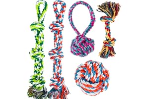 GASAPET Dog Toys Ropes for Large/Medium Dogs, Nearly Indestructible Dog Toys Set for Aggressive Chewers, Heavy Duty Natural Cotton Rope Chew toy for Teething, Tug Toy 5 Pack