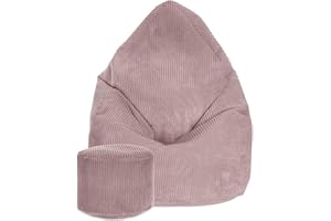 ‎DREAMROOTS DreamRoots Sitzsack Cord Erwachsener Sitzsäcke Jugendlicher Teenager 80x80x120cm - Sitzsack mit Füllung, Hocker, Lehne und Bezug - Bean Bag Chair - Sitzkissen Boden - Chill Sack