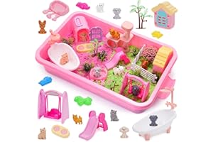Geebiiny Sabbia Cinetica Bambini, Giochi Bambini 3 4 5 6 7 8 9 10 anni Animali Domestici Sabbia Magica Colorata Regalo Bambina 3-10 anni Sabbia per Sabbiera Bambini