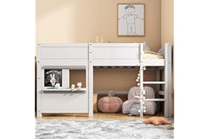 BTM Household Bed with 2 Blackboards for Scrawling, 3FT Children's Bed, Wooden Bunk Bed for Kids with Small Shelf, 90x190cm
