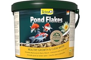 Tetra Pond Flakes, Alimento para peces en escamas para peces pequeños y jóvenes en estanques de jardín, cubo de 10 L