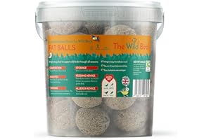 The Wild Bird - 50 Standard Suet Fat Balls, 4kg Tub - High Energy Bird Feed Made with Human Grade Beef Tallow - All-Season Fat Balls for Wild Birds - Attracts a Variety of Garden Birds