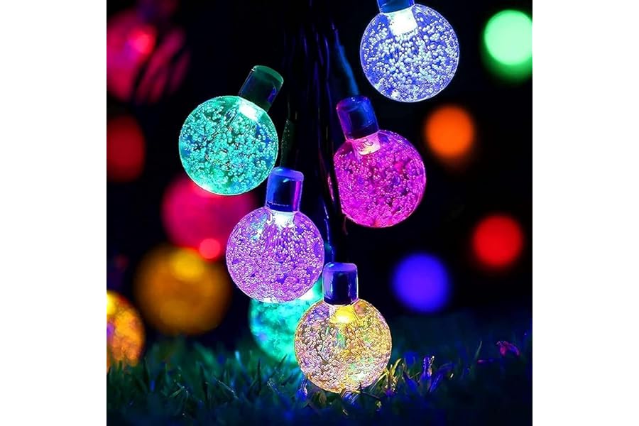 Lezonic Solar Fairy Lights Outdoor Waterproof, 50LED Solar Garden Lights, 8 Mode 7M/23Ft Indoor/Outdoor String Lights for Garden Patio Yard Home Christmas Parties Wedding(Multi-Coloured)