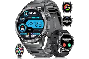 LIGE Smartwatch Uomo con 3 Cinturini, Batteria 400mAh 1.43" HD AMOLED Orologio Smartwatch con Chiamate Bluetooth, 113 Modalità Sport, 24H Cardiofrequenzimetro Sonno, IP68 Smart Watch per Android iOS