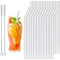 8 Pailles En Verre Réutilisables Motif Fruits – Courbées, Lavables & Écologiques