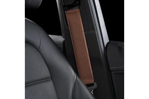 POKSRI 1P Housse de ceinture de sécurité en cuir de vache véritable pour ceinture de sécurité de voiture, accessoire pour conducteur, sac à dos, sac à bandoulière (café)