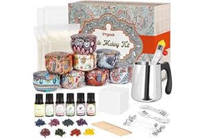 Yvgoov Kerzen selber Machen Set Kerzen Gießen Set Kerzenherstellung Set Candle Making Kit mit 750g Sojawachs,6 Duftöle diy set Geschenke Für Frauen und Kinder Farbig