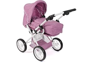 Bayer Chic 2000 Poussette de poupée Leni, Poussette combinée 2 en 1 avec Sac de Transport Amovible, Rose Jean, 560-62, 64 x 37 x 68 cm