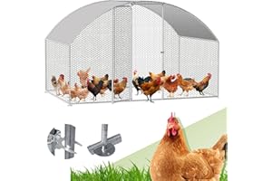 Randaco Recinzione per pollaio, 3 x 2 x 2 m, in acciaio zincato, Dome Roof, con panno impermeabile in polietilene e serratura, per polli, piante di piccoli animali, veloce da pulire