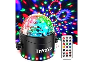 Disco Ball, TnYoYo 30 LED Disco Lamp Voice Control Stage Light, 7 Colors Party Light with Remote Control and 3M USB Cable, 360° Rotating Faceted Ball for Party/DJ/Christmas/Bar/Kids