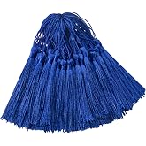 Pack of 100 Mini Silky Tassels Pendants Small Crafts for DIY Bookmarks Garland Bracelet Earrings Chain Bag Card Keyring Gift Decoration Personalised Woman Jewellery Accessories Navy Blue