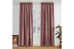 PONY DANCE Cortinas Salon Opacas Cortina Termica Aislante Frio y Calor Cortinas Dormitorio 2 Piezas Blackout Curtains Cortinas Habitacion para Riel, 140x245 CM, Rosa Oscuro