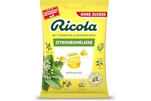 ‎RICOLA Ricola Zitronenmelisse, 75g Beutel Original Schweizer Kräuter-Bonbons mit 13 Alpenkräutern & erfrischendem Zitronen-Geschmack, zuckerfrei, 1 x 75g, vegan