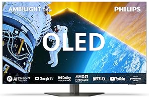 Philips Ambilight 55OLED809 Smart TV OLED 4K - Écran 55 Pouces, Plate-Forme P5 AI Perfect Picture Ultra HD, Google TV, Dolby Vision et Son Dolby Atmos, Fonctionne avec Alexa et Google Assistant