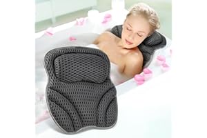 AOPOW Coussin de bain avec soutien du cou et du dos – Coussin pour homme et femme – Cadeau de spa de luxe imperméable en maille 4D avec 6 ventouses antidérapantes (94 x 96 cm)