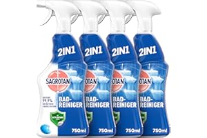 ‎SAGROTAN Sagrotan Bad-Reiniger Ozeanfrische – 2in1 Desinfektionsreiniger mit Antischmutzfilm für zuverlässige Hygiene im Badezimmer – 4 x 750 ml Sprühflasch