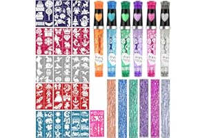 HOWAF 6 Rotuladores Tatuajes Temporales Niños, Rotuladores Purpurina Tatuajes Niños y 110 Plantillas de Tatuaje para Niña Niño Fiesta Navidad Halloween Cumpleaños Regalo Niña 4 5 6 7 8 9 10 años