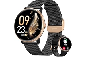 AKUMAKA Reloj Inteligente Mujer con Llamadas, 1.39" AMOLED Smartwatch 24/7Pulsómetro, 120+ Modos Deportes, Sueño, SpO2, Función Femenina IP68 Podómetro Whatsapp Calorías Android iOS NegroOro Regalo