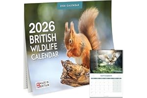 WORLD OF WALLCHARTS Calendar 2026 – UK British Wildlife – 2026 UK Calendar with Nature & Animal Photography – Country Style Scenic 2026, Month to View Organiser for Home & Office