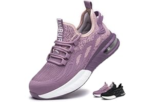 KTDYG Sicherheitsschuhe Damen Leicht Sportlich Arbeitsschuhe Herren Atmungsaktiv Stahlkappenschuhe rutschfest Schutzschuhe mit Stahlkappe