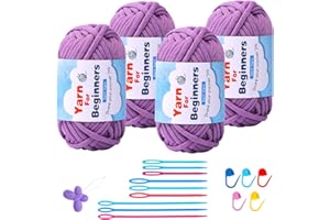 Deudy Fil de lavande - 200 g - Fil à crochet et à tricoter pour débutants, fil de coton pour crochet avec maille bien visible, fil pour crochet, crochet et bricolage