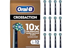 Oral-B Pro CrossAction Recambios ORIGINALES para Cepillo de Dientes Eléctrico Oral B, Pack de 12 Cabezales De Recambio con Indicador De Uso, Negro - Originales (Tamaño Buzón)