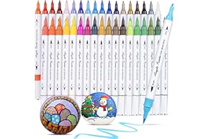 ‎AOSUCO AOSUCO 36 Farben Doppelspitze Acrylstifte für Holz, Multimarker, Acrylstifte für Steine Holz Ostereier Deko, Acrylfarben Stifte Steine Bemalen für Ostern