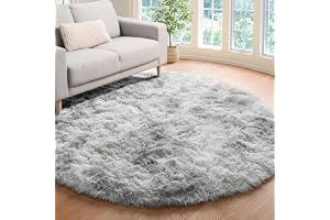 ROHATIM Sovrum plyschmatta rund, fluffig matta för vardagsrum, modernt vardagsrum, flickor, mjuk och fluffig matta för sovrum