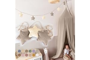 LILIMAUS Sternen Wimpelkette Stoff - Mit Goldapplikation in 12 Farben - 100% Baumwolle Handmade - Musselin Wimpelkette für Kinderzimmer - Hausbett Deko für Mädchen & Jungen
