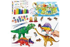 Felly Zestaw do malowania zabawek dinozaurów dla chłopców, zestaw do malowania własnych figurek dinozaurów z 24 akwarelami i matą dinozaurów, zabawki dla dzieci 3, 4, 5, 6, 7, 8, 9, 10 lat, prezenty