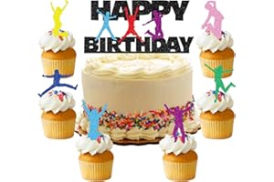 PALASASA 25 Stück Trampolin Tortendeko Bunte Trampolin Kuchen Toppers Jump Trampolin Alles Gute zum Geburtstag Cake Topper Sport Kuchen Dekoration für Sport Thema Junge Mädchen Jump Theme Party Dekoration