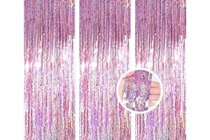 AILEXI 2 Paquetes Mallas MetÁLicas, Cortinas, LÁMinas, Flecos, Reflejos Brillantes, Ventana, Decoración De La Ventana, para Cumpleaños, Banquete De Boda, Suministros 1Mx2M - LÁSer Rosa