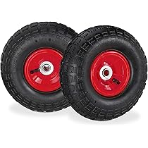 2 Ruote Per Carrello Relaxdays - Pneumatici Ad Aria 260mm, Asse 16mm, Portata 100kg